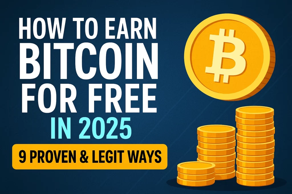earn Bitcoin for free, how to earn free BTC, free Bitcoin in 2025, legitimate ways to get free Bitcoin, Bitcoin faucets, crypto airdrops, referral crypto programs, Bitcoin rewards,