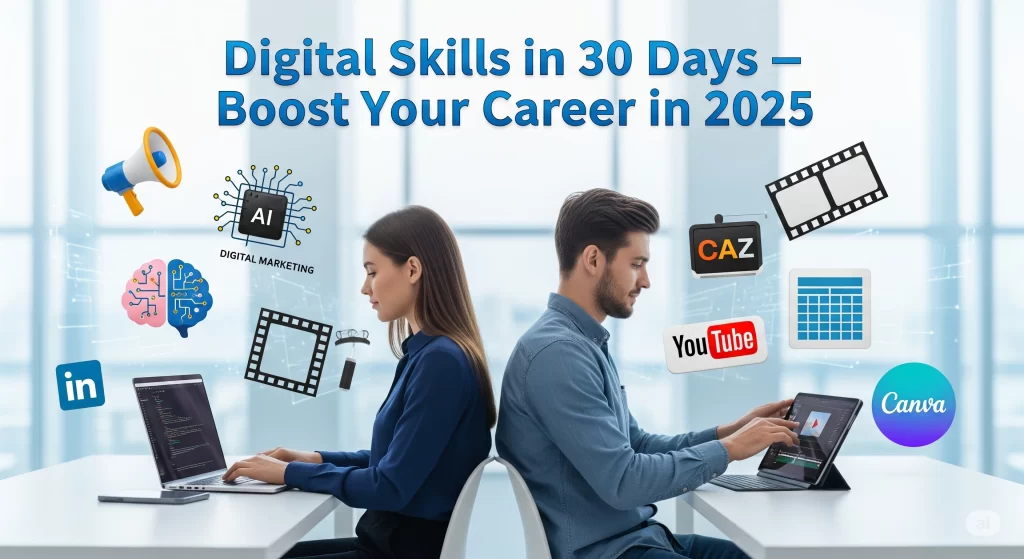 Digital Skills, Career Growth 2025, Freelancing, AI Skills, Digital Marketing, Video Editing, Work From Home, Learn in 30 Days, Job Ready Skills, Online Learning,